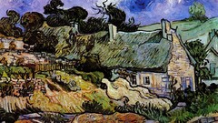 Landscapes Trees houses fields Vincent van Gogh artwork 