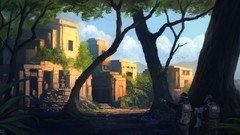 Landscapes Trees Men ruins Portuguese artwork digital art 
