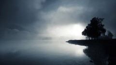 Landscapes Trees monochrome lakes