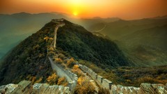 Landscapes Trees Mountains China Great Wall of China forests