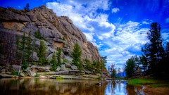 Landscapes Trees Mountains clouds