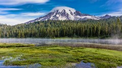 Landscapes Trees Mountains clouds