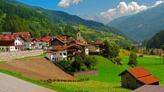 Landscapes Trees Mountains clouds houses forests Villages