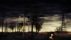 Landscapes Trees Mountains clouds rain dead Anime artists 