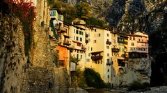 Landscapes Trees Mountains France Europe houses european 