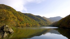 Landscapes Trees Mountains Green lakes rivers forests