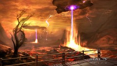 Landscapes Trees Mountains lava spaceships science fiction halo 