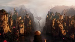 Landscapes Trees Mountains Spartan pink flowers Photo 