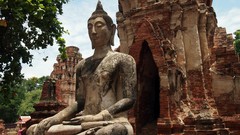 Landscapes Trees ruins Thailand statues Buddha Temples buddhism