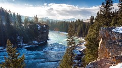 Landscapes Trees snow hills rivers