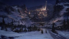 Landscapes Trees snow Mountains cities science fiction artwork 