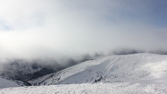 Landscapes Trees snow Mountains clouds