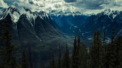 Landscapes Trees snow Mountains twilight skies