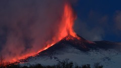 Landscapes Trees snow night Mountains smoke Europe Volcanoes 