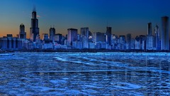 Landscapes Trees snow winter blue ice Chicago cityscapes scenic 