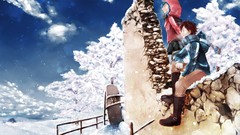 Landscapes Trees snow winter clouds Anime rocks drawings anime 