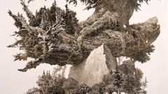 Landscapes Trees surrealism rocks drawings artwork traditional 