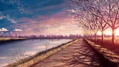 Landscapes Trees water Anime cities anime girls game cg scenic 
