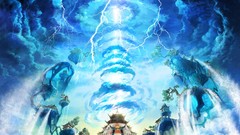 Landscapes Trees water blue clouds Lightning Birds storm palace 