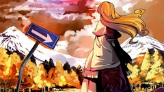 Landscapes Trees water Mountains clouds dress blondes long hair 