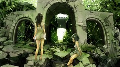 Landscapes Trees water Plants Anime ruins dress Bridges 