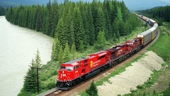 Landscapes Trees water red Green Canada grove railway rivers 