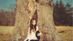 Landscapes Trees woman blue eyes brunettes