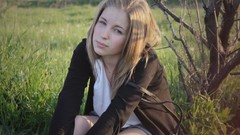 Landscapes Trees woman legs blondes blue eyes