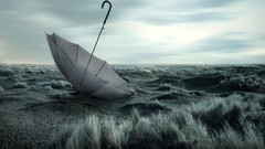 Landscapes Umbrellas overcast upside down deserts