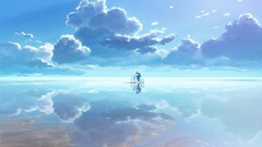 Landscapes water clouds ocean Anime Bicycles anime girls 