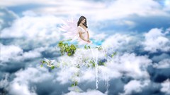 Landscapes water clouds wings waterfalls natural angels