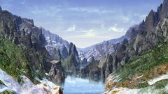 Landscapes water hills 3d artwork