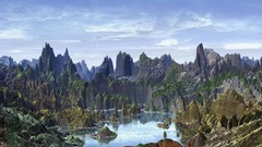 Landscapes water hills 3d artwork