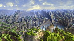 Landscapes water hills 3d artwork