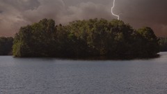 Landscapes water Lightning storm lakes forests