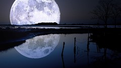 Landscapes water moon reflections