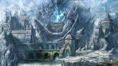 Landscapes water Mountains ice Anime Bridges drawings cities 