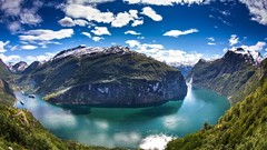 Landscapes water Mountains Norway fjord geiranger