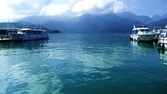 Landscapes water Mountains ships Boats dock lakes