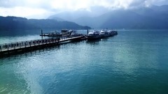 Landscapes water Mountains ships Boats dock lakes piers