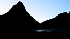 Landscapes water Mountains silhouettes