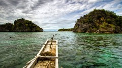 Landscapes water ocean hills Boats Islands