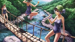 Landscapes water school anime girls touhou forests kawashiro 