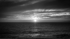 Landscapes water sun grayscale