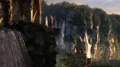 Landscapes waterfalls arches cliff Middle-Earth Rivendell 