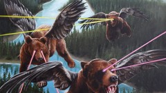 Landscapes wings Bears Lasers artwork fantasy art