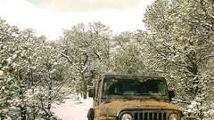 Landscapes winter forests 4x4 snowy trees