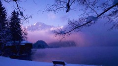 Landscapes winter Mountains Frozen lakes outdoors