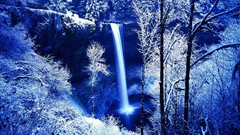 Landscapes winter waterfalls