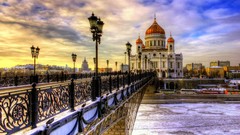 Landscapes winter wet Bridges cities cityscapes churches HDR 